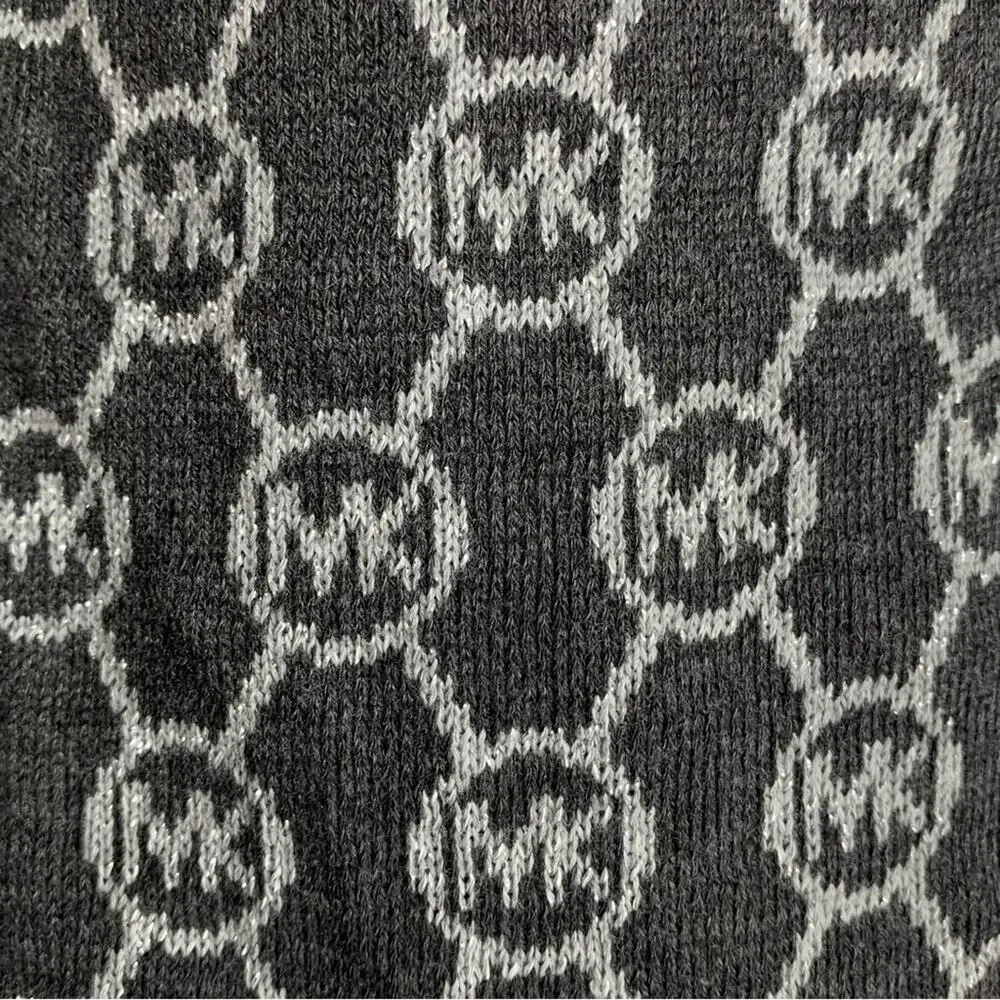 Michael Michael Kors Jet Set Logo Knit Scarf Charcoal and Metallic Silve